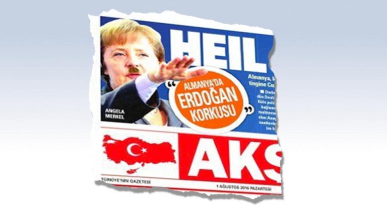 Türkische Zeitung zeigt Merkel mit Hitler-Bart
