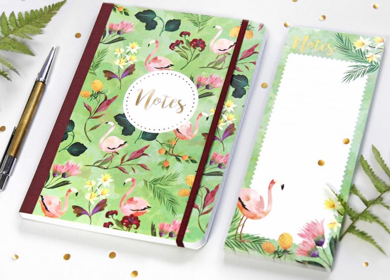 Aurélie Blanz illustriert neue Notizhefte und Notizblöcke im Trend Design Flamingo für den Grätz Verlag