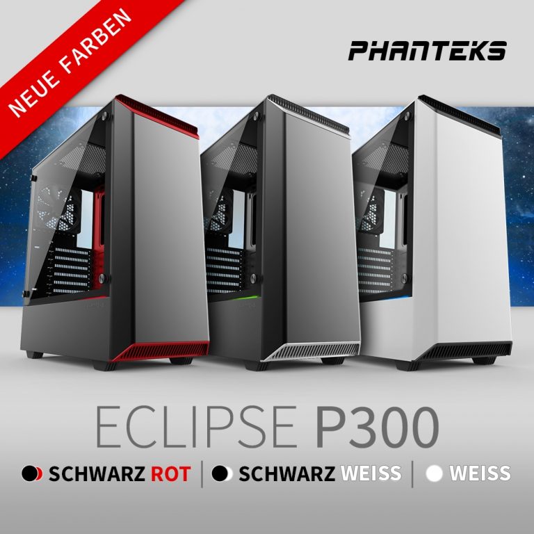 NEU bei Caseking – Der Phanteks Eclipse P300 Midi-Tower erscheint in drei neuen Farbeditionen.